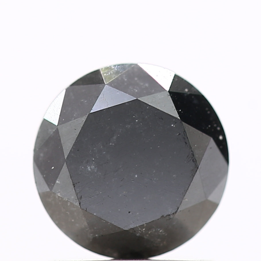 1.14 Carat Fancy Black Round Brilliant Cut Natural Loose Diamond